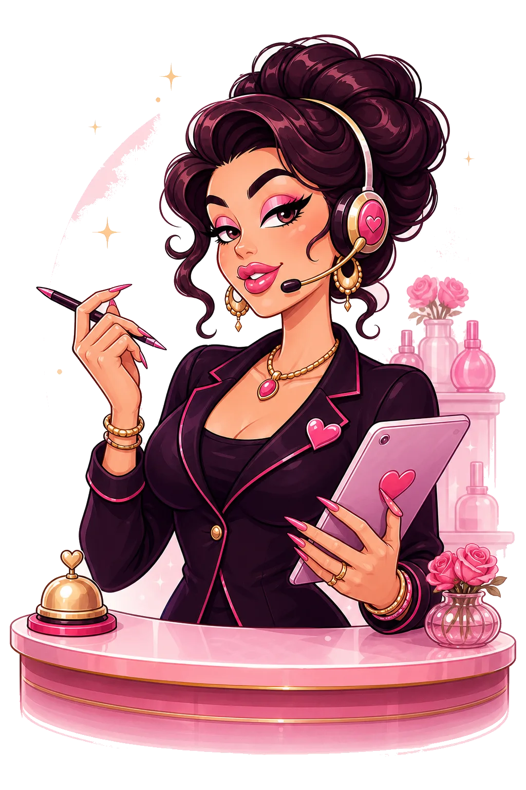 Ilustracja Angeli, pilotażowej recepcjonistki AI dla salonu beauty